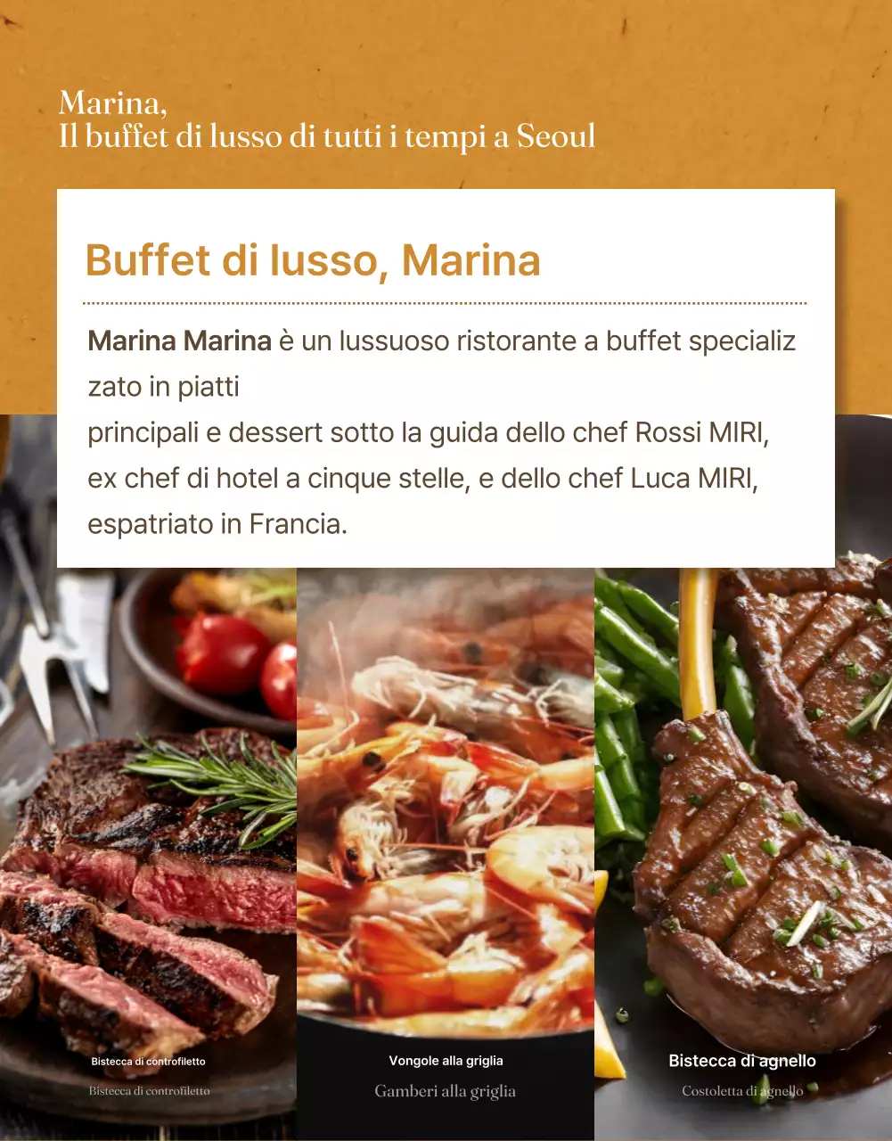 Un lussuoso buffet d'albergo in arancione e marrone.