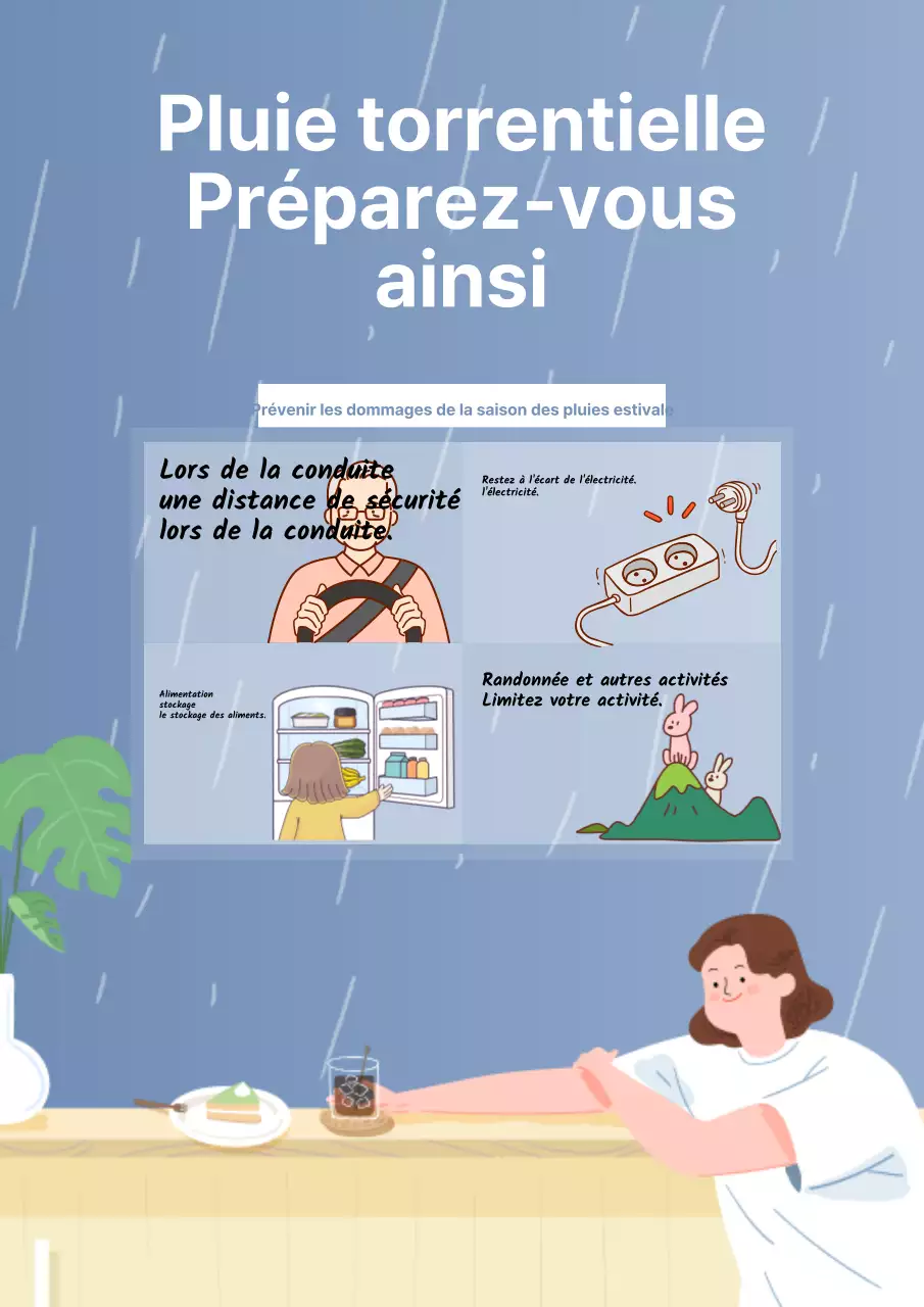 Prévisions et avertissements relatifs à la saison des pluies en bleu marine et blanc