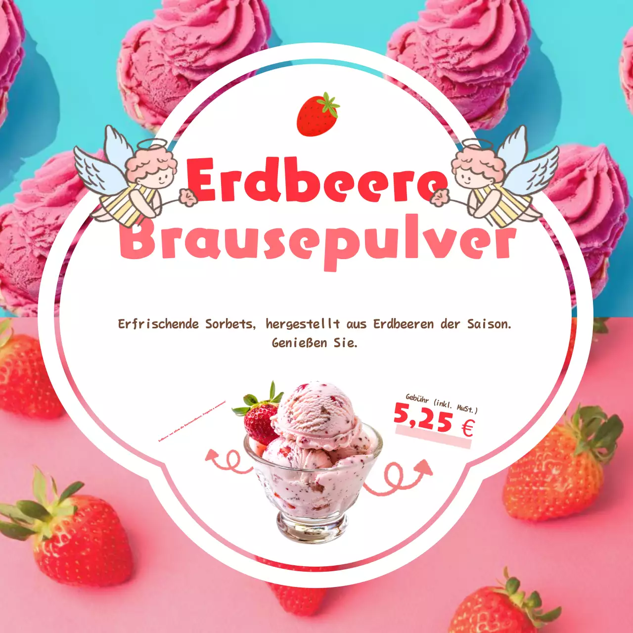 Förderung von sommerlichem Basiseis in Rot und Rosa