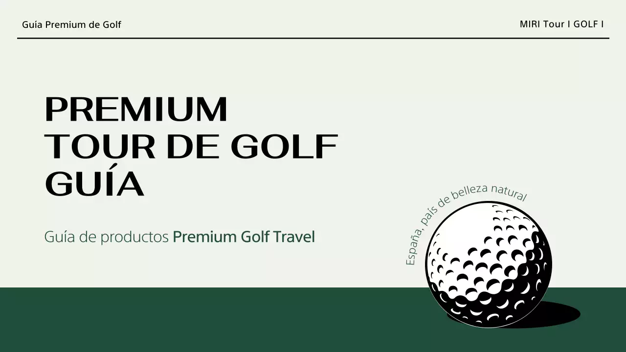 Una moderna guía de viajes de golf en color caqui y marfil