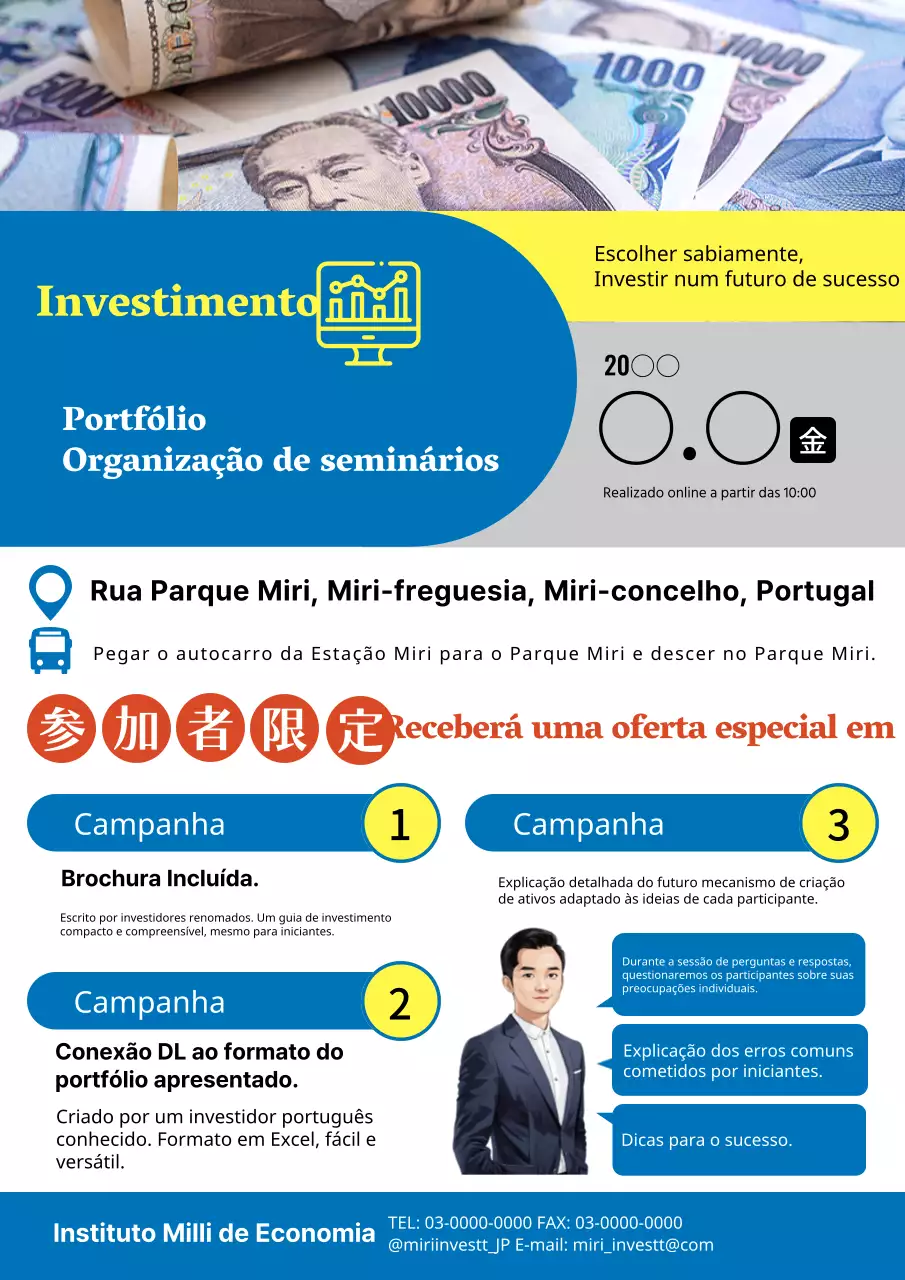 Organizar um seminário de investimento básico em azul