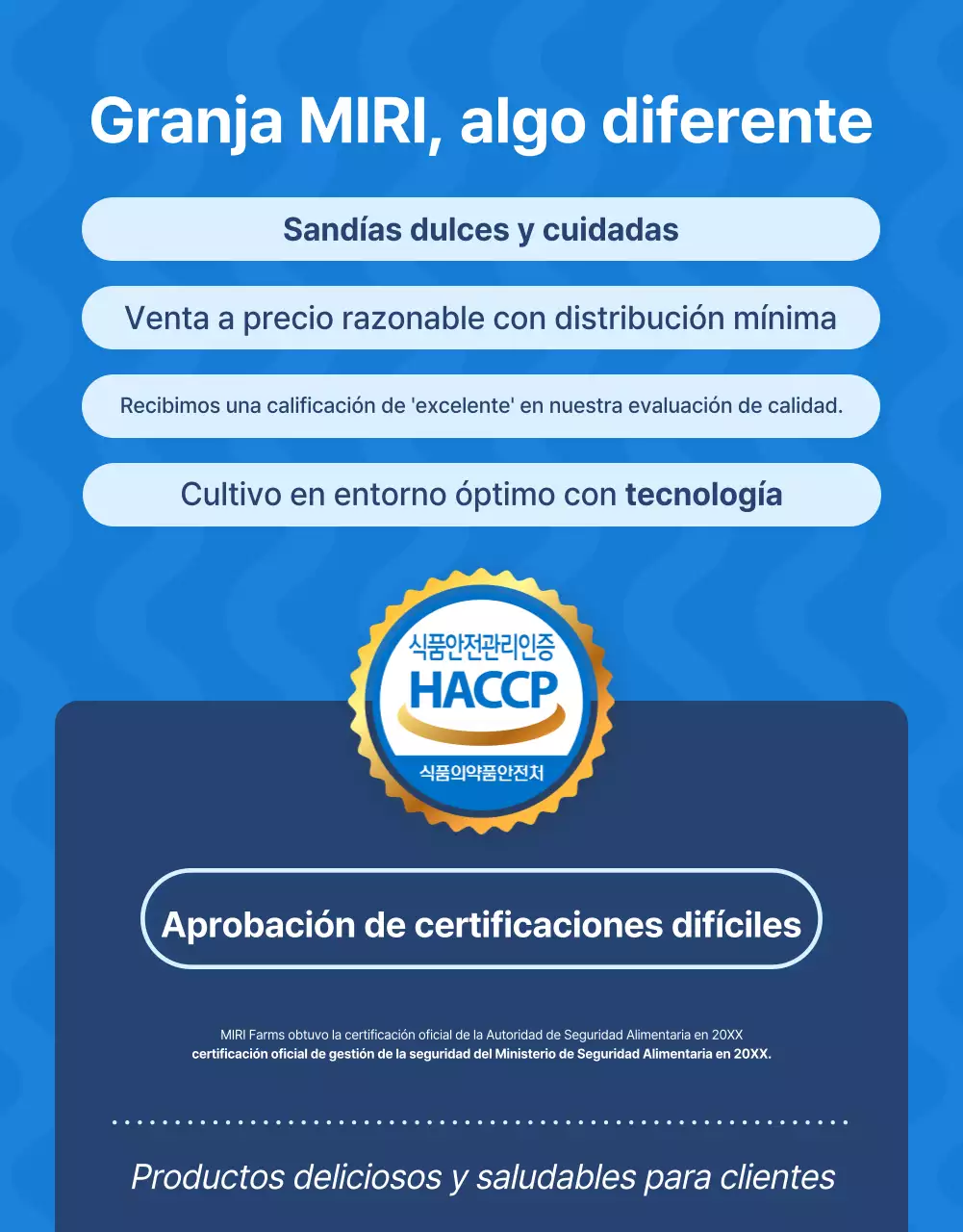 Promocionar las frutas naturales de temporada en azul y blanco