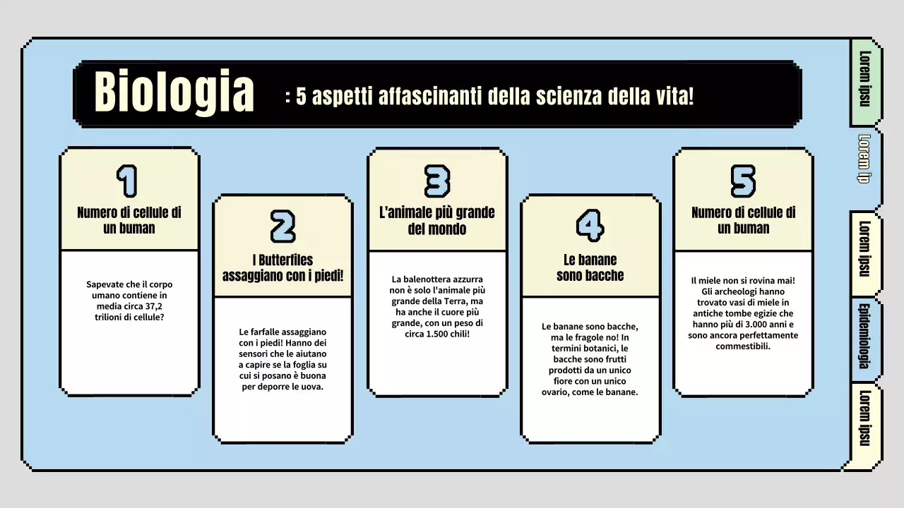 Un simpatico programma di lezioni di scienze primarie in azzurro e verde chiaro
