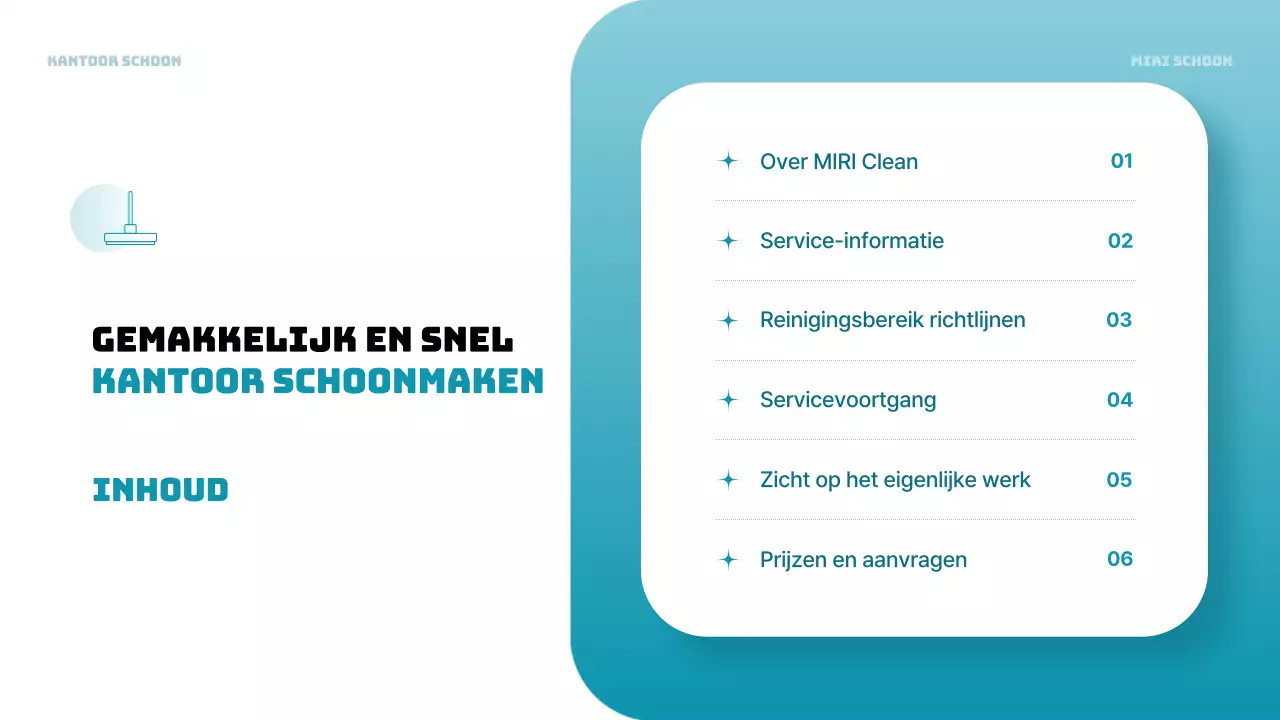 Een lichtblauwe, moderne verticale prospectus voor schoonmaakdiensten op kantoor