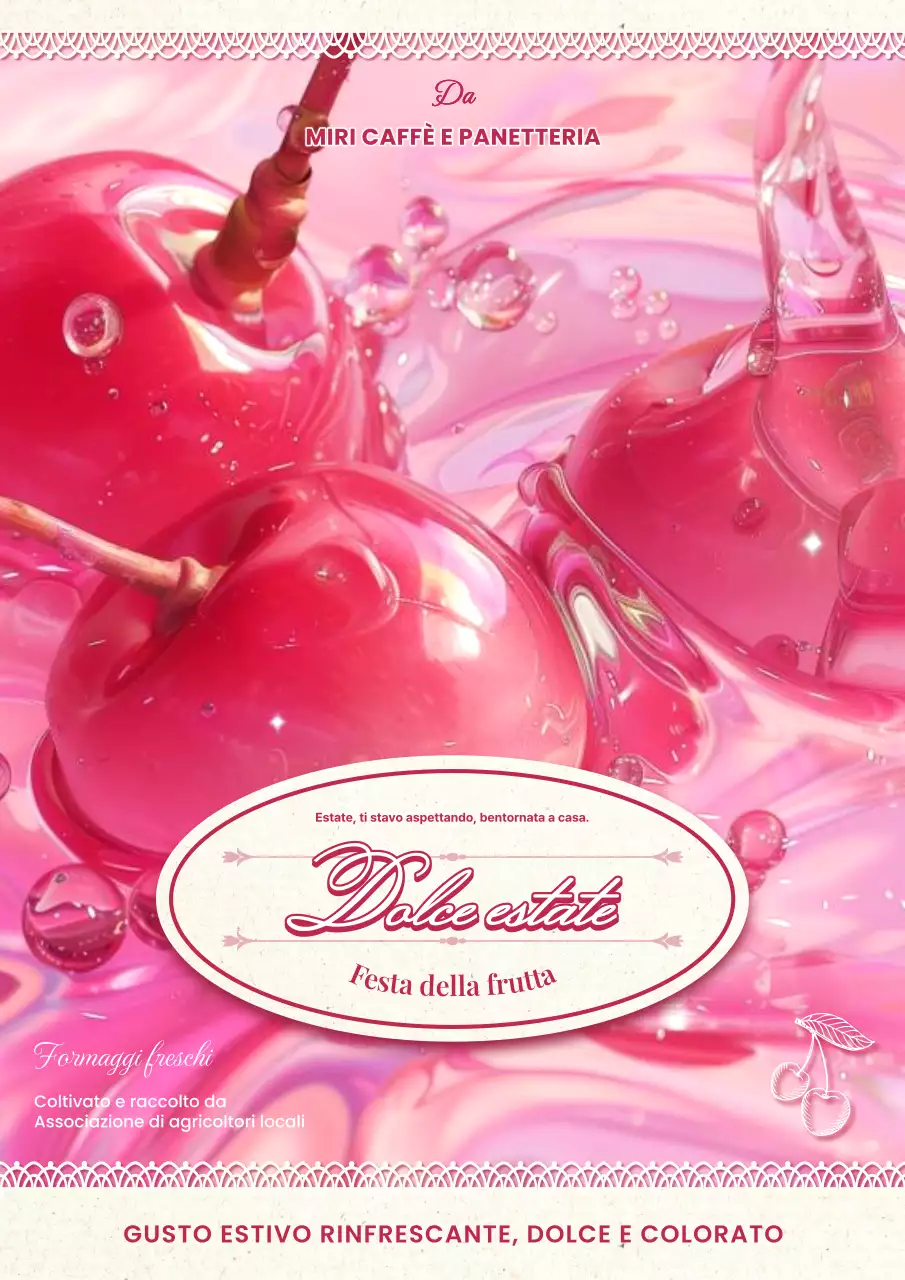 Promuovere una festa della frutta estiva retrò in rosa acceso