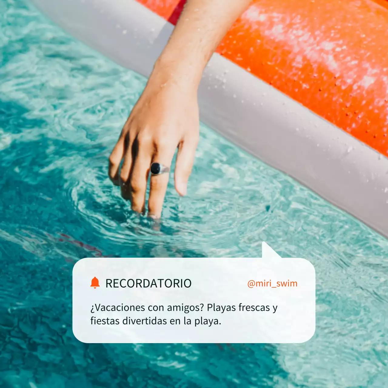 Sencilla fiesta de verano en la piscina en naranja y blanco