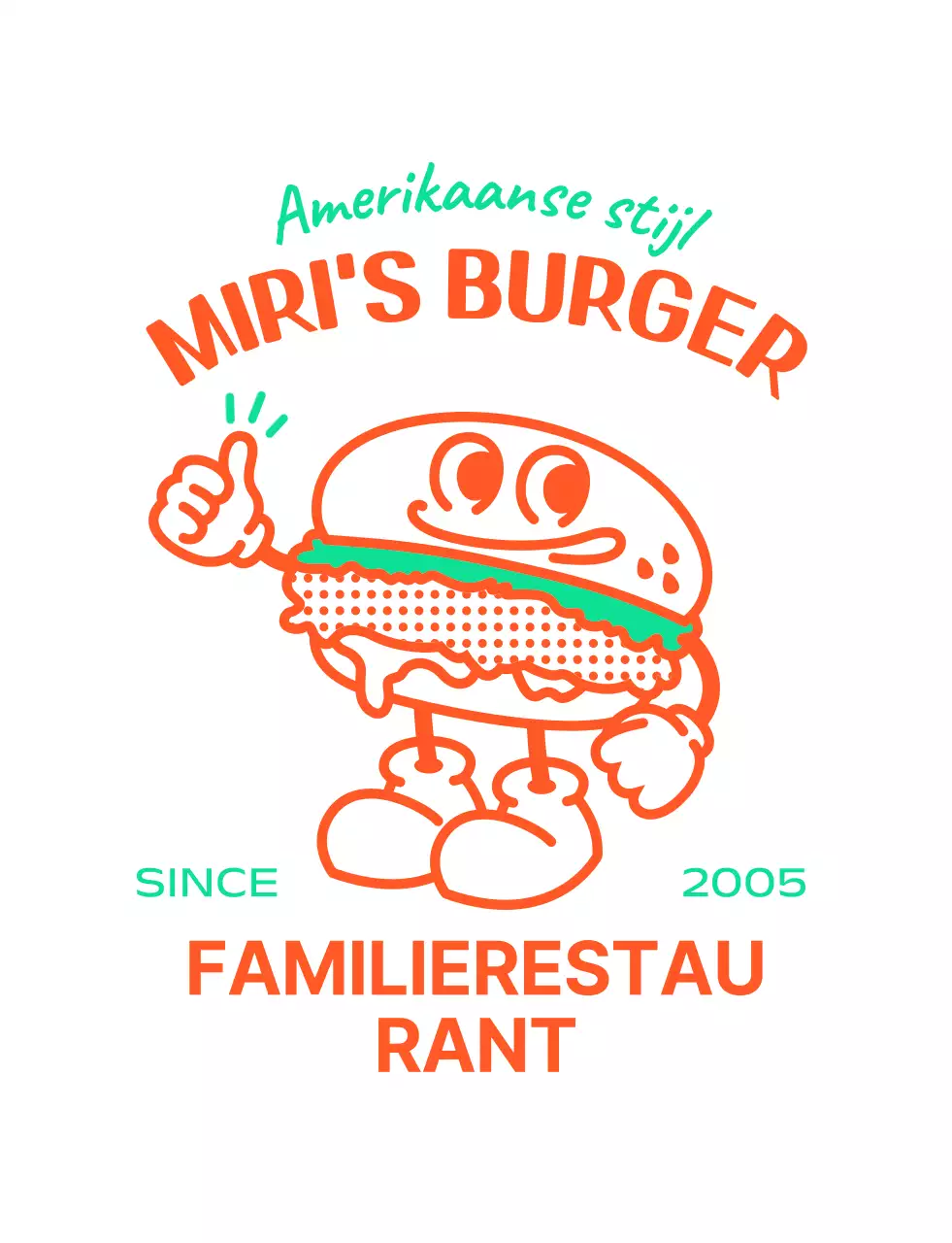 Amerikaans hamburger karakter logo