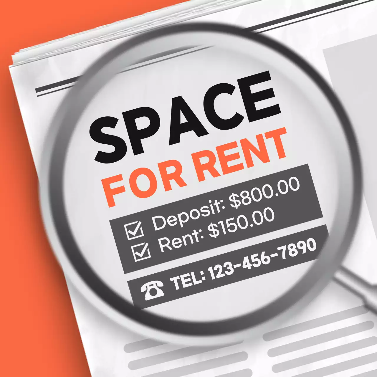 Orange Simple Rent Advertisement Social Media Post