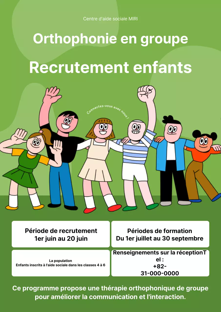 Promouvoir l'orthophonie de groupe en vert et kaki avec un joli groupe vert et kaki