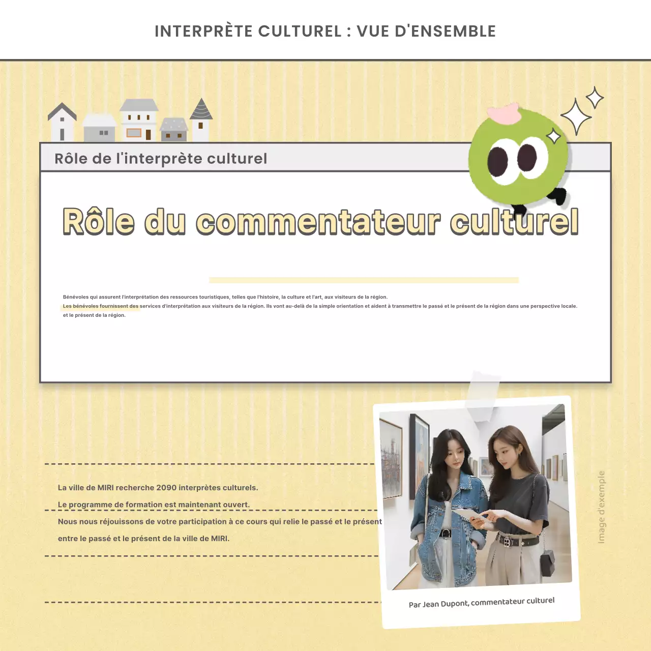 Des interprètes culturels bleu clair et rose sont recherchés pour un nouvel emploi