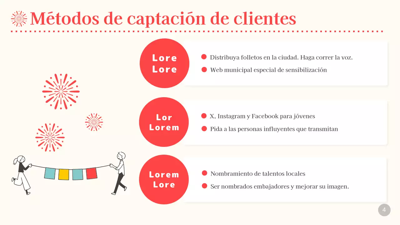 Planear un gran espectáculo de fuegos artificiales en beige y rojo