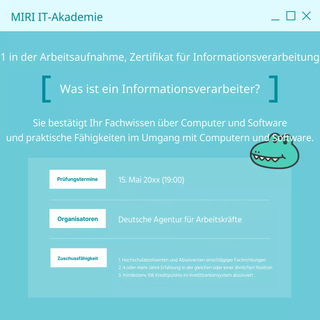 Werbung für trendige Zertifizierungskurse mit hellblauem Hintergrund