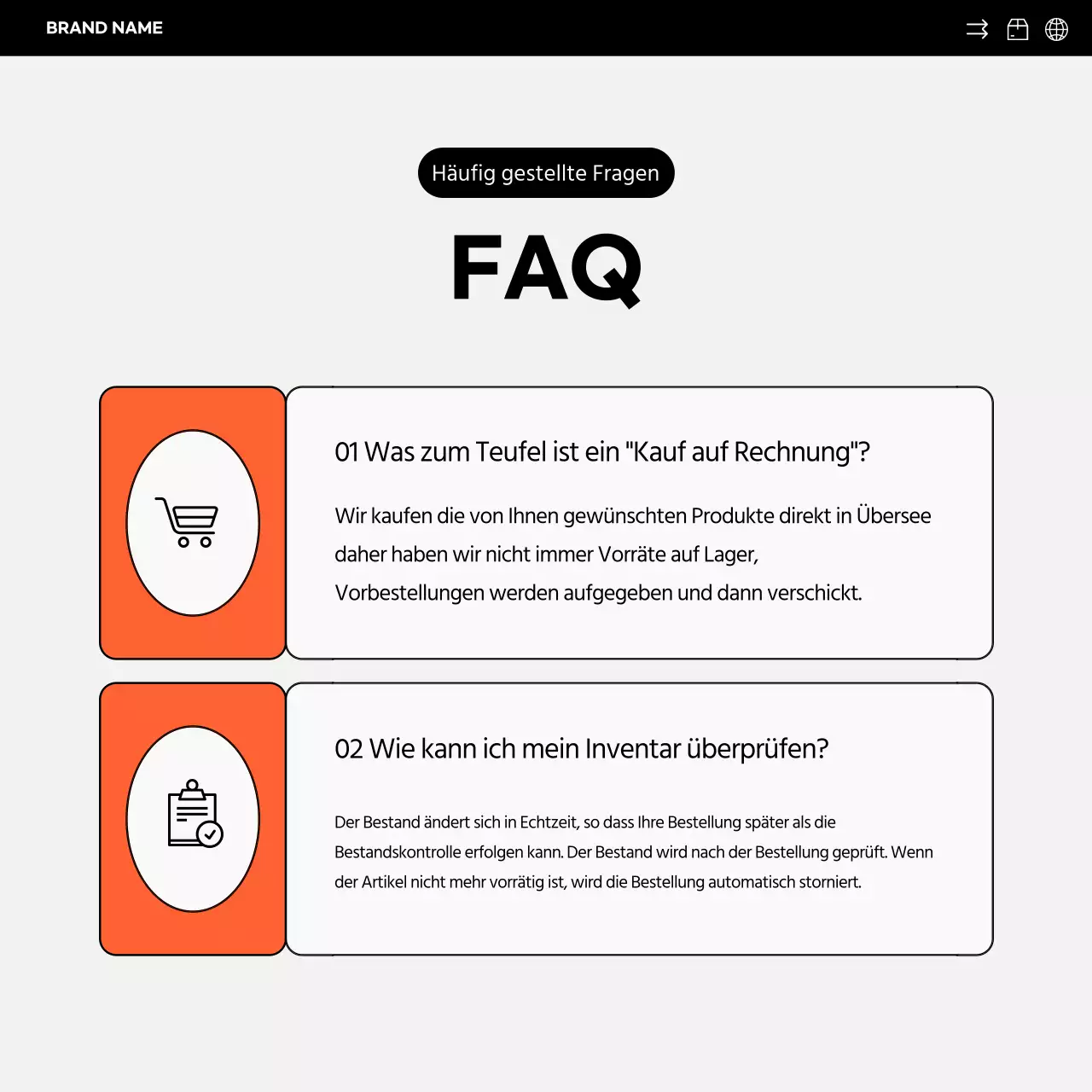 Einfache orange-schwarze Übersee-Direktverkaufswerbung in den sozialen Medien