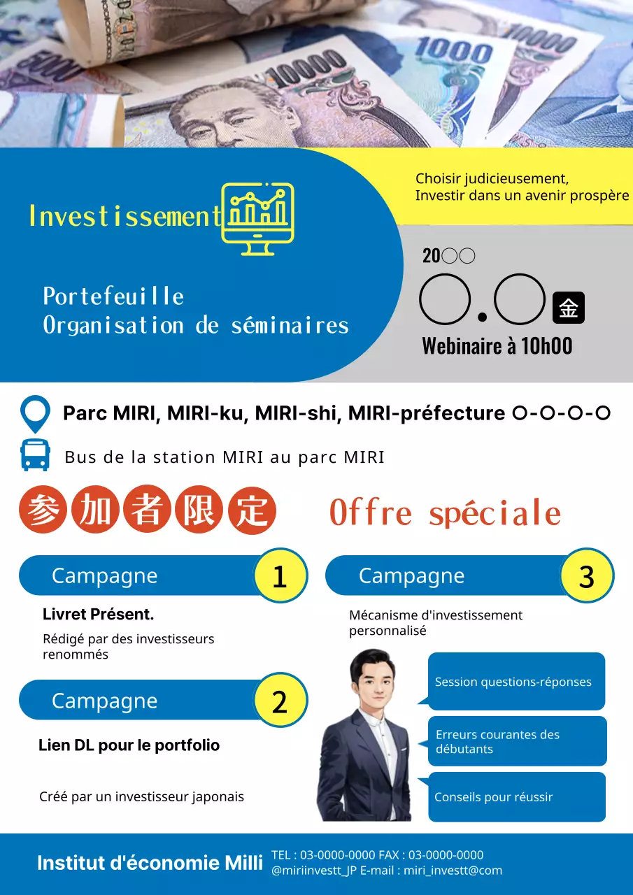 Organiser un séminaire sur l'investissement de base en bleu