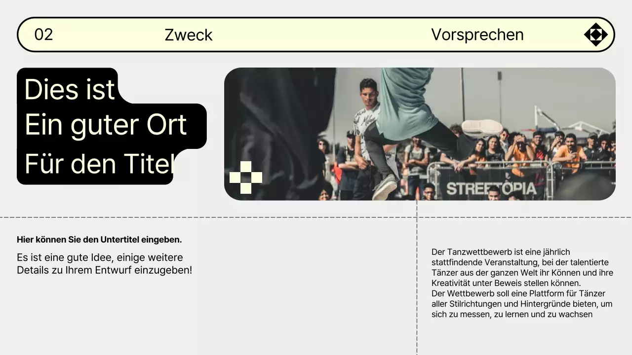 Werben Sie für Ihr Tanzvorsprechen in den Trendfarben Grau und Gelb