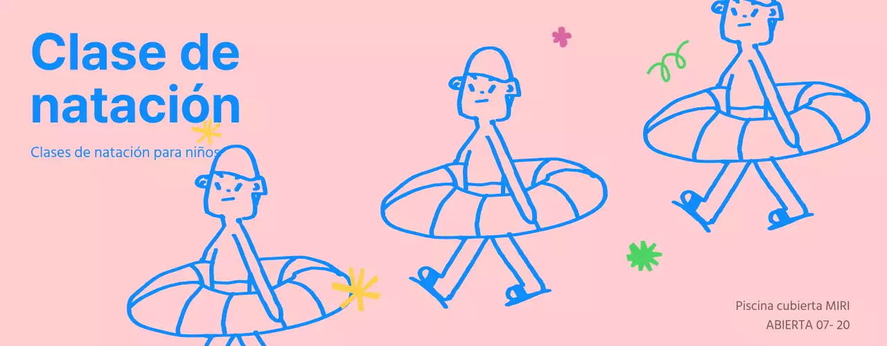 Promover centros infantiles de natación y educación física azules y rosas