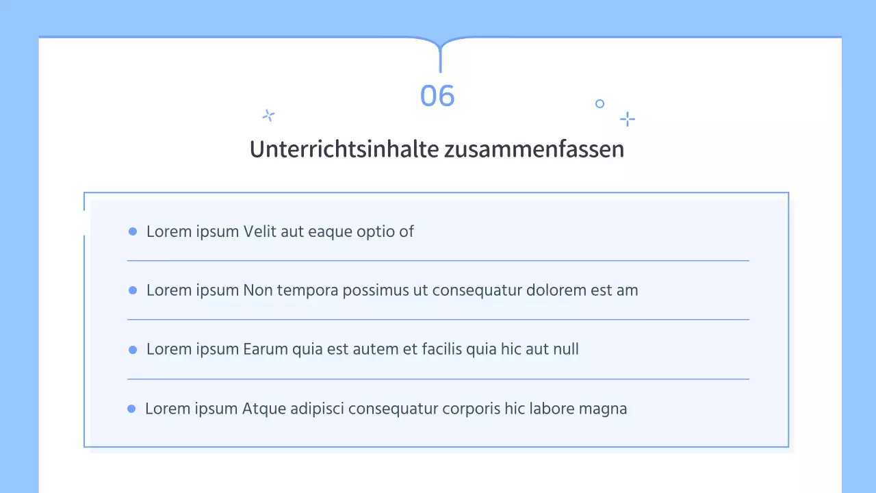 Einfacher Unterrichtsplan für Lehrer in Blau und Weiß