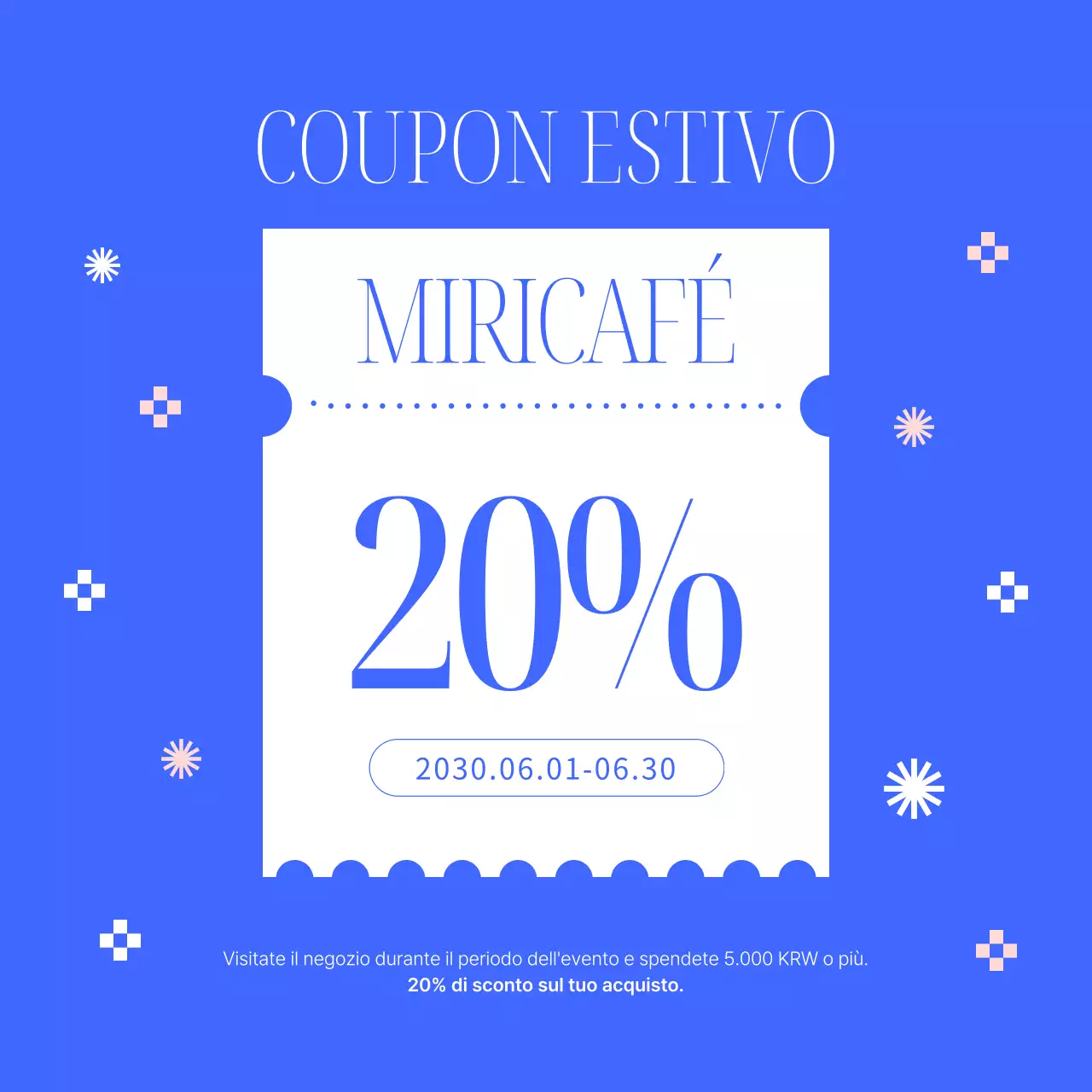 Una semplice pubblicità di lancio di un menu estivo di dessert in blu e rosa