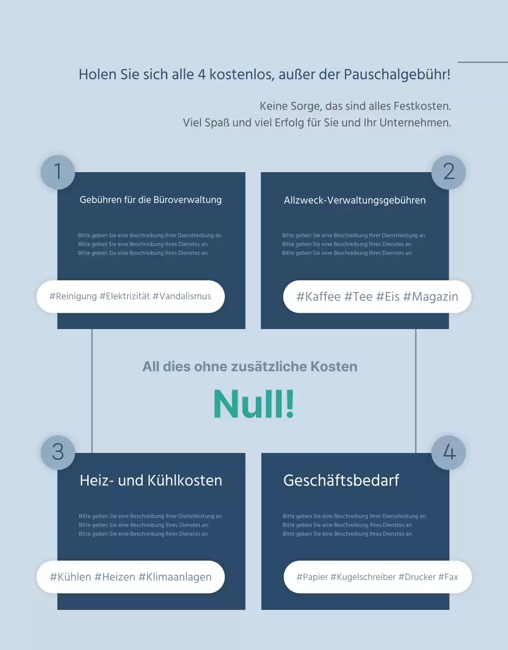 Werbung für einen blau-weißen Coworking Space