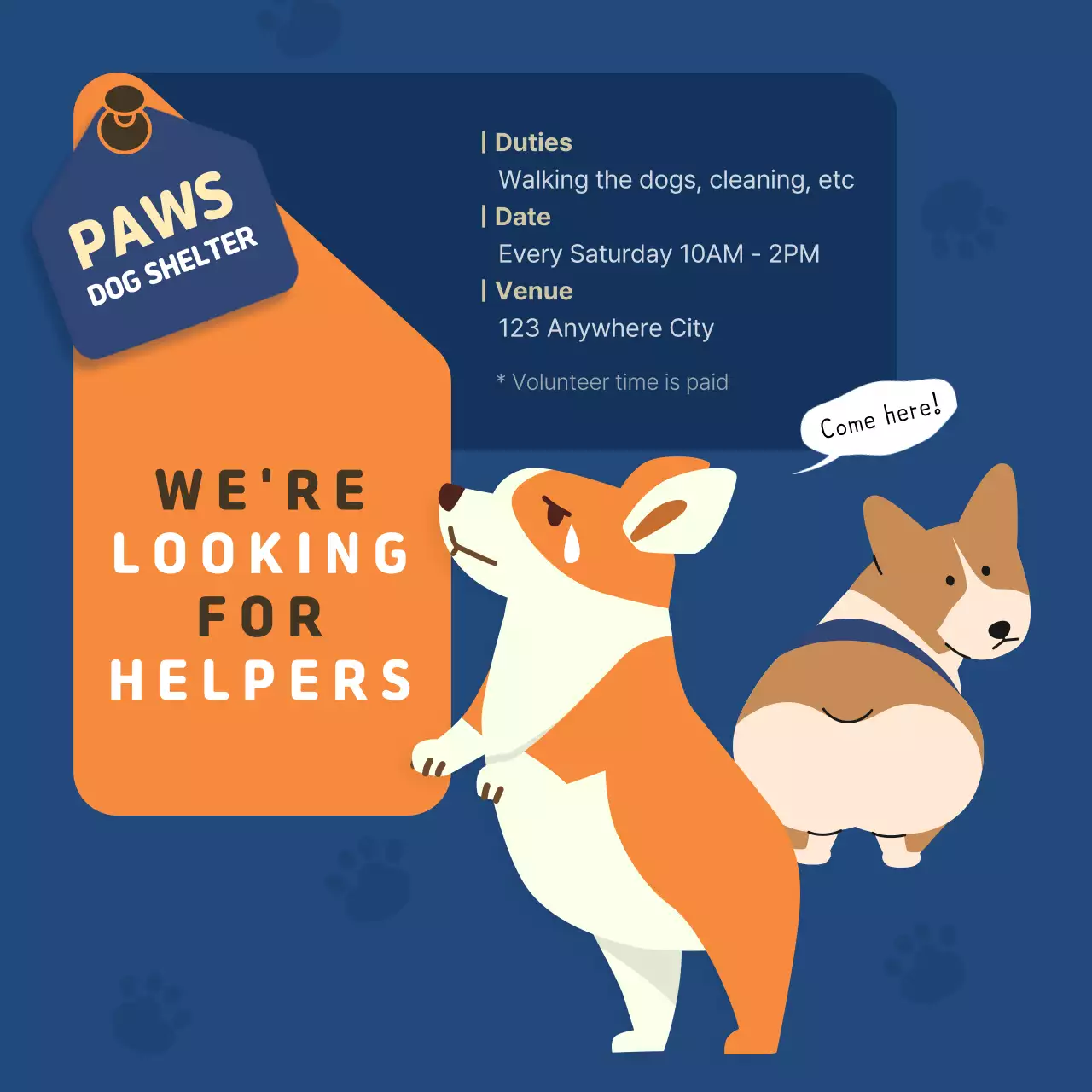 Blue Trendy Dog Recruitment Social Media Post