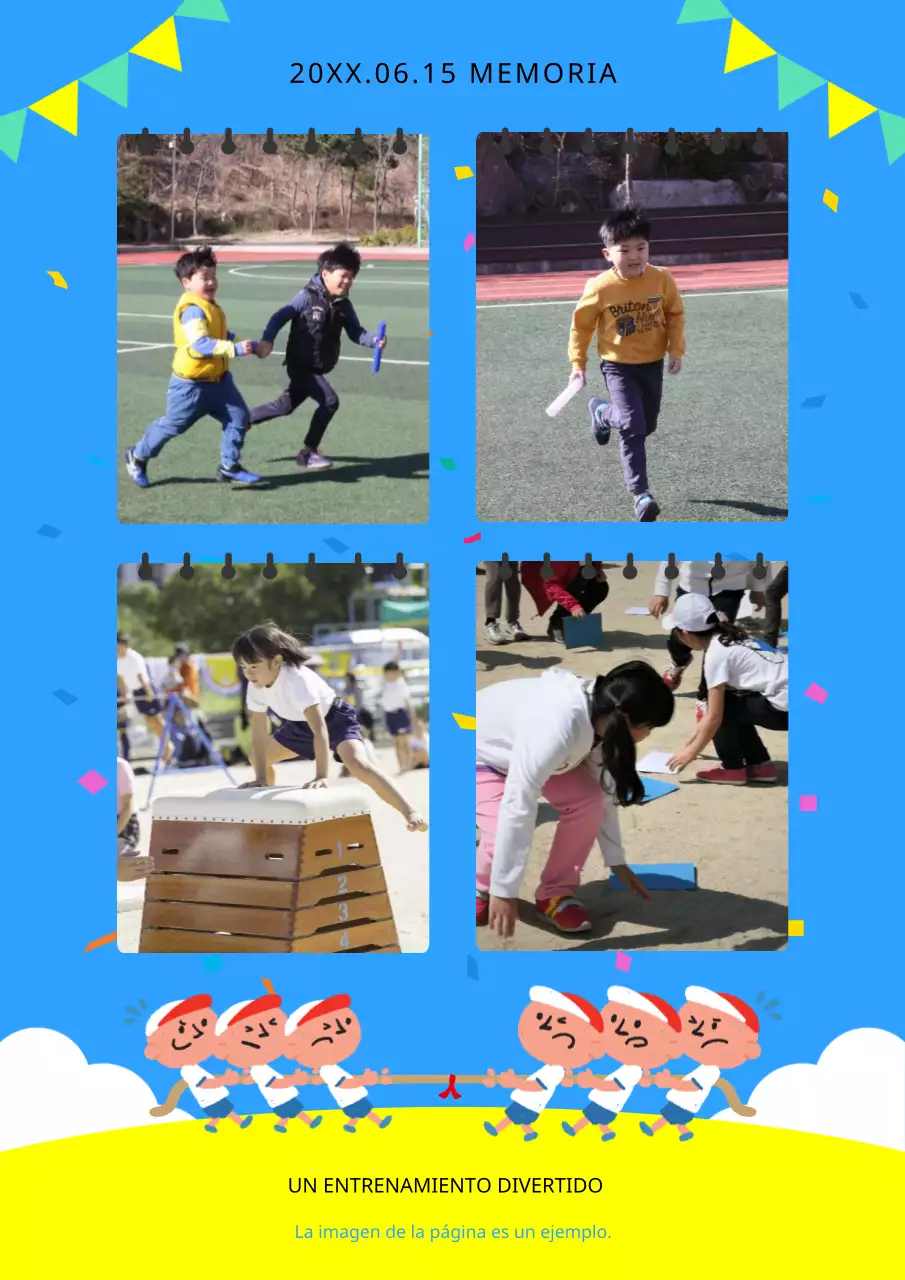 Publica una foto de un bonito cuatribarrado azul y amarillo del día del deporte