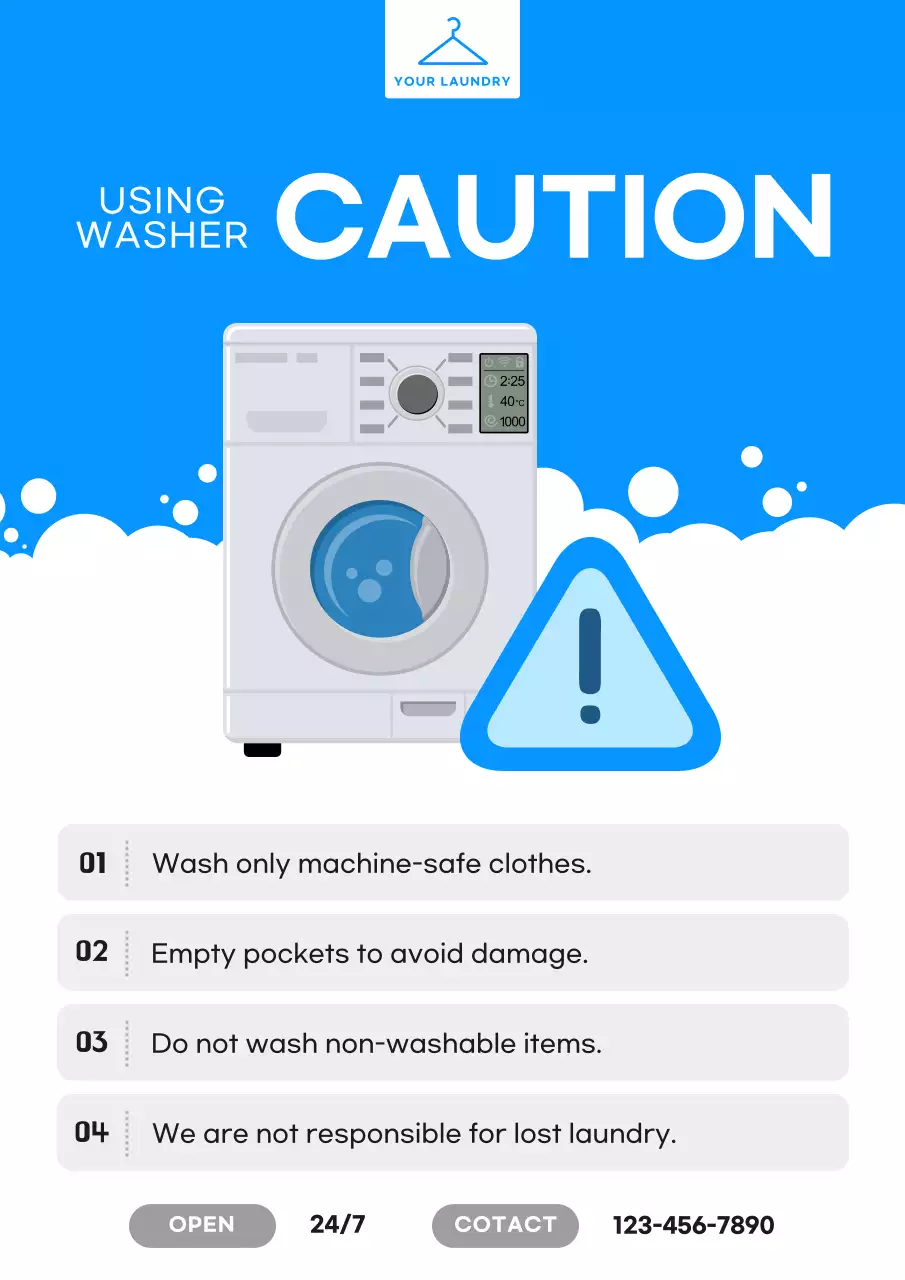 Blue Minimal Laundry Guideline Poster