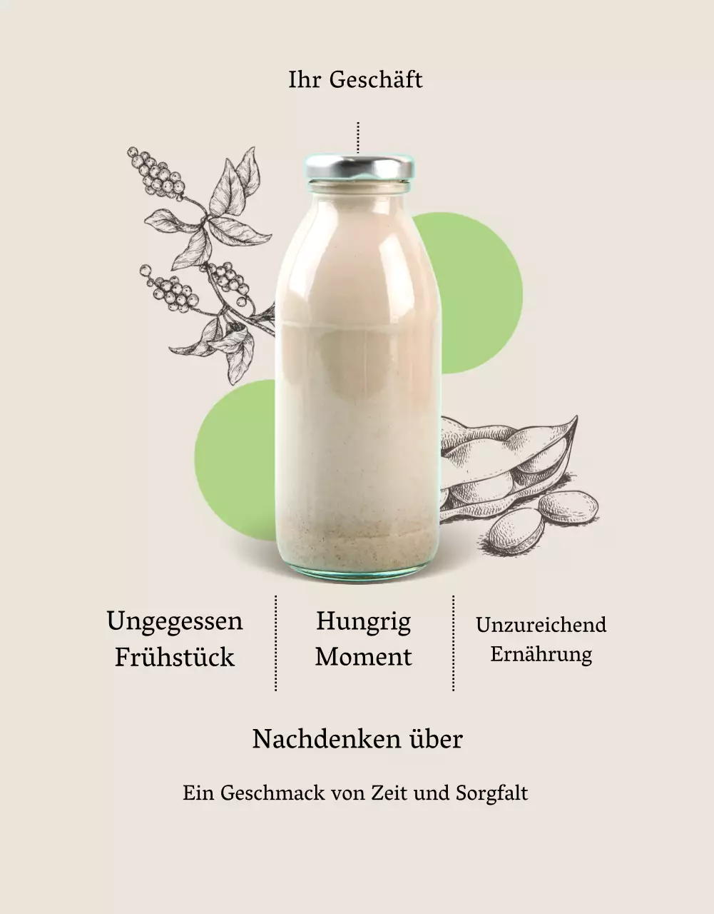 Über das beige, minimalistische Sojamilchprodukt