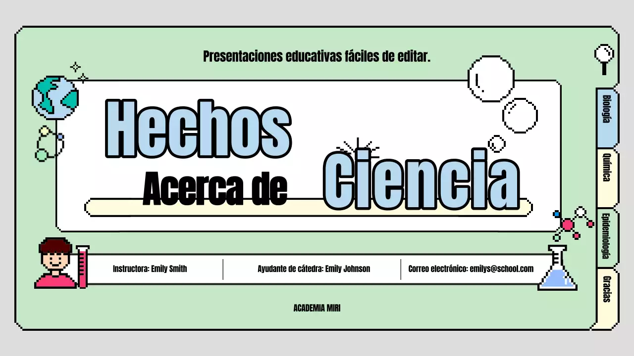 Bonito plan de clase de ciencias para primaria en azul claro y verde claro