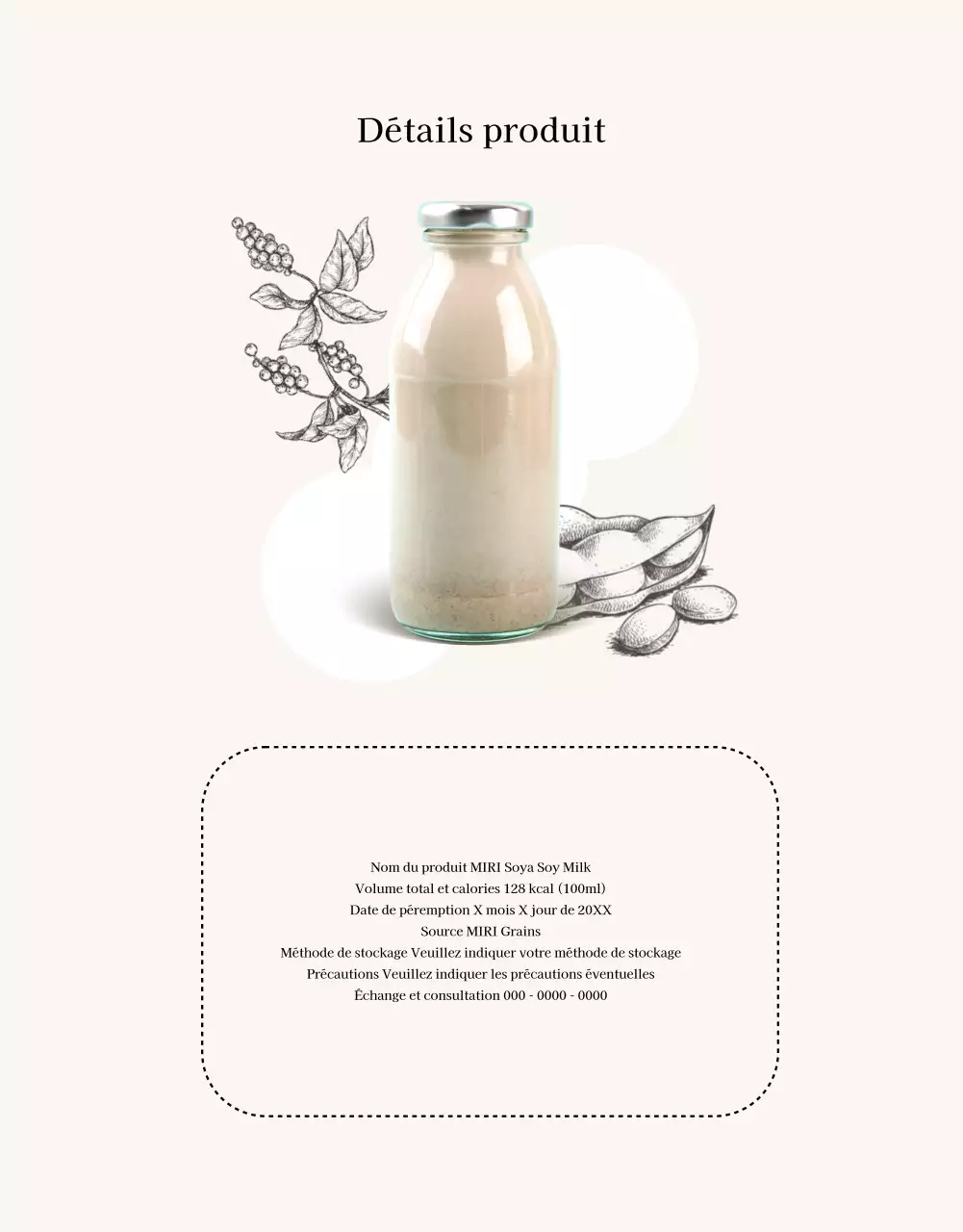 À propos du produit laitier de soja beige et minimaliste