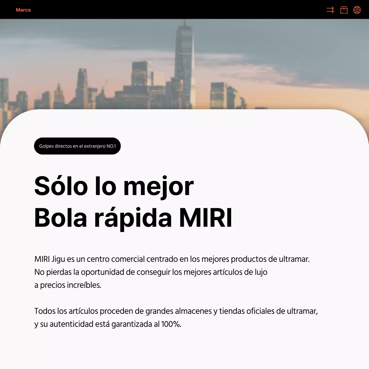 Sencilla promoción en redes sociales de la venta directa al exterior en naranja y negro