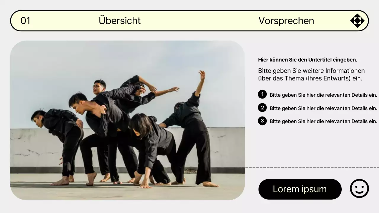 Werben Sie für Ihr Tanzvorsprechen in den Trendfarben Grau und Gelb