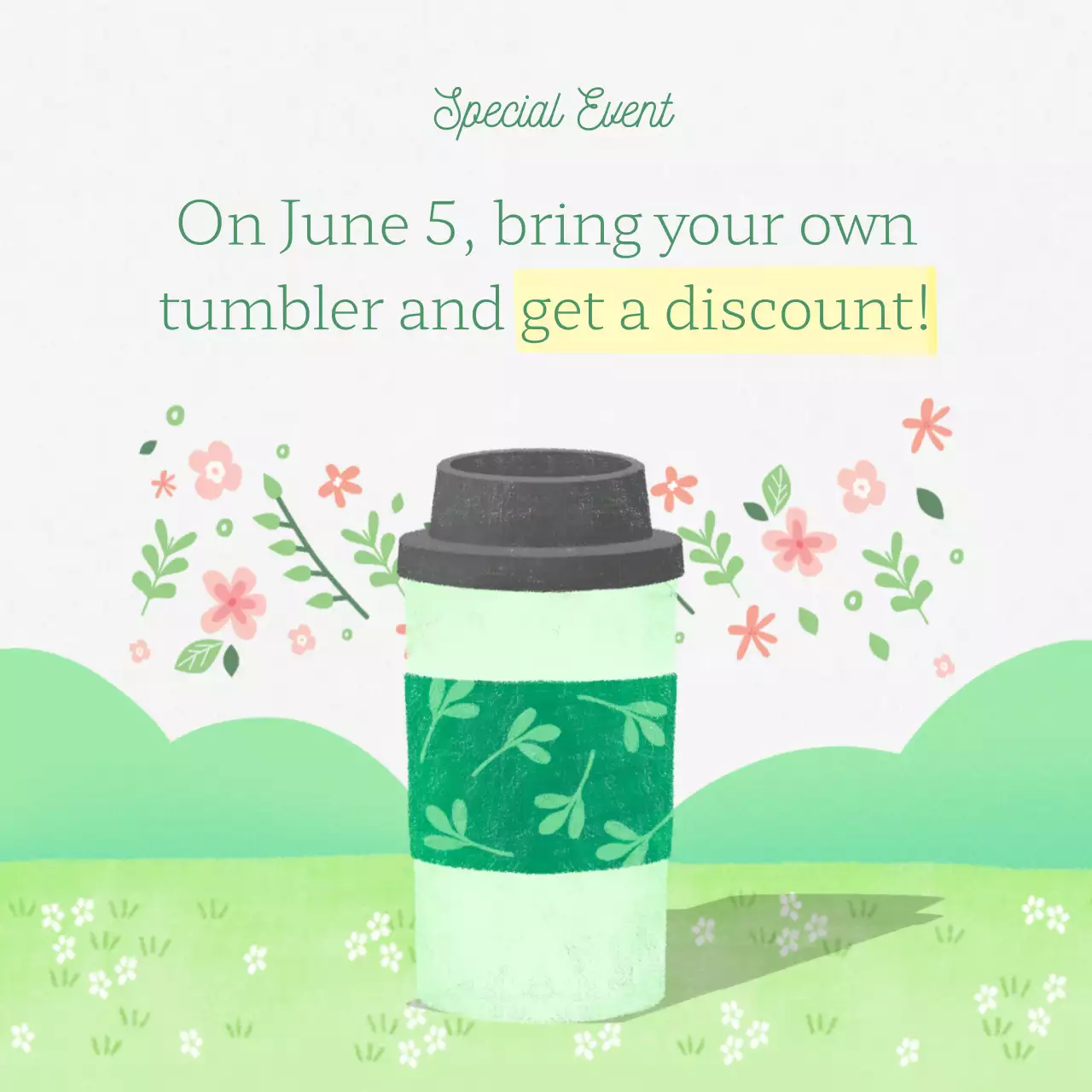 Green Floral Event Promotion Social Media Post