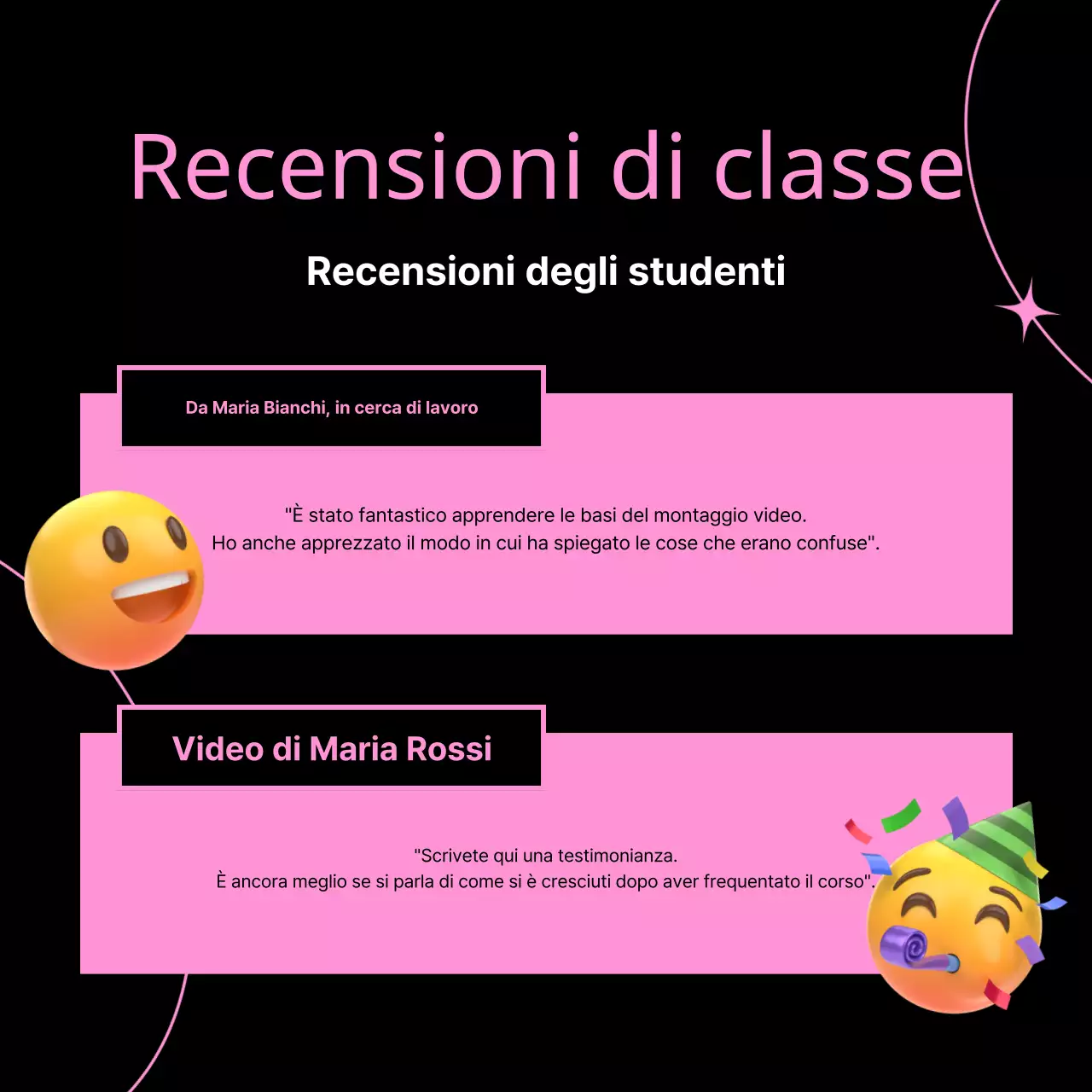 Promuovere un corso di video editing kitsch in rosa e nero
