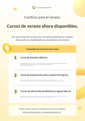 Anuncios amarillos y blancos del campus abierto de la Universidad de Papuhan