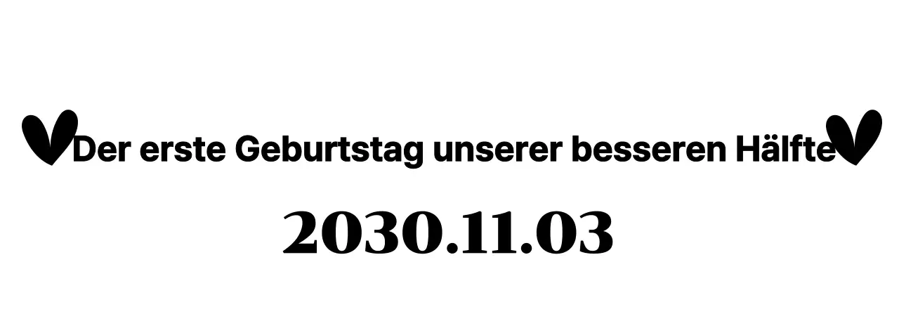 Ein einfaches und süßes Geburtstagsgeschenk mit Herzen und Serif-Text