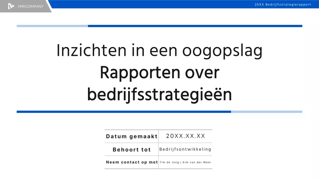 Een eenvoudig rapport met bedrijfsstrategie in blauw en zwart