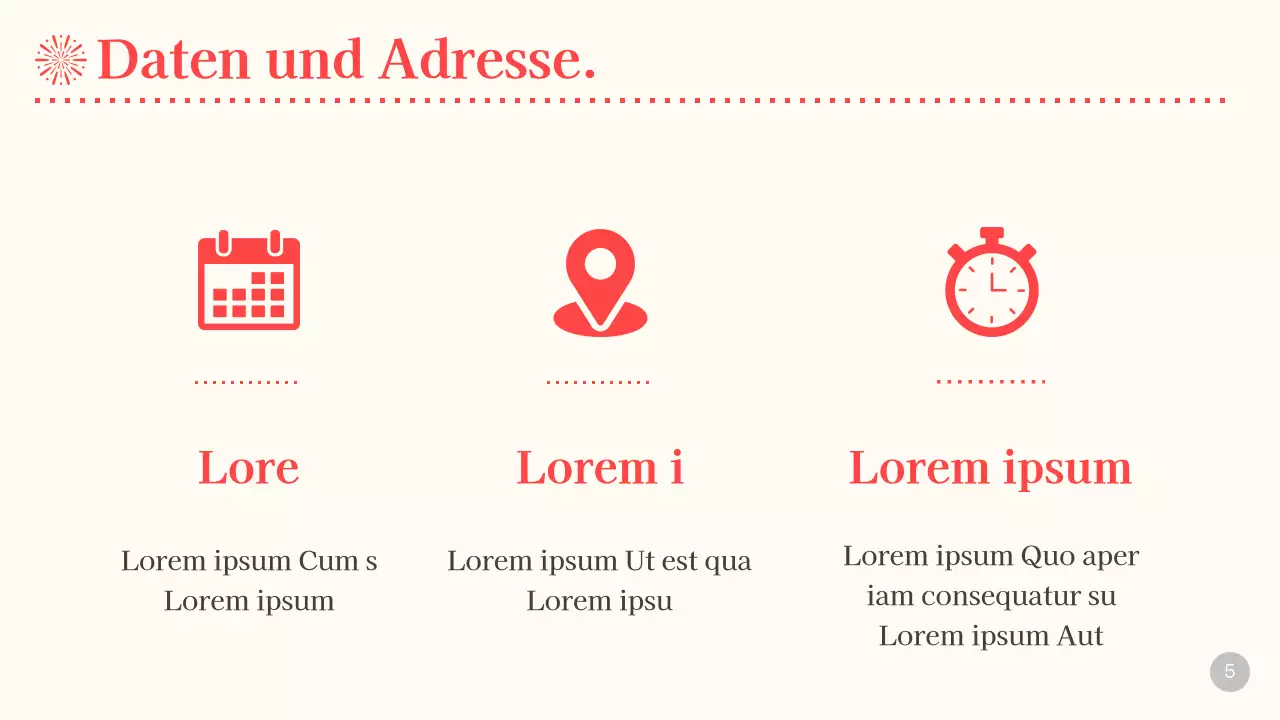 Planung eines beige-roten Feuerwerks