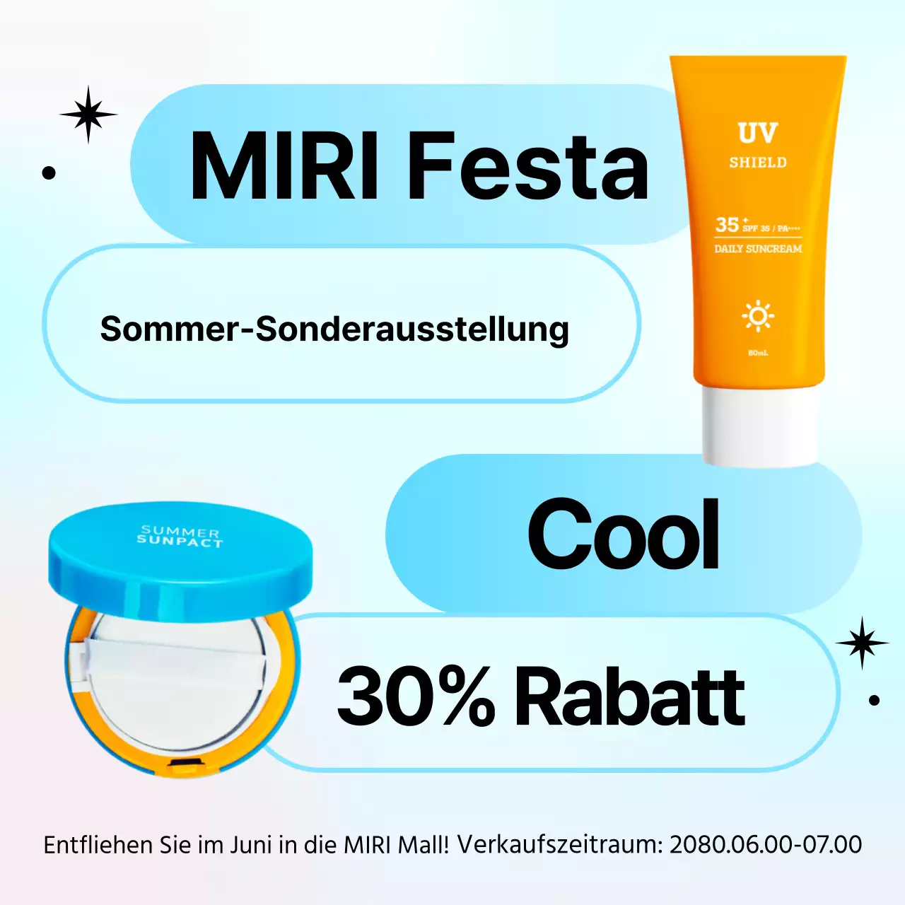 Förderung einer einfachen Sommerausstellung in Hellblau