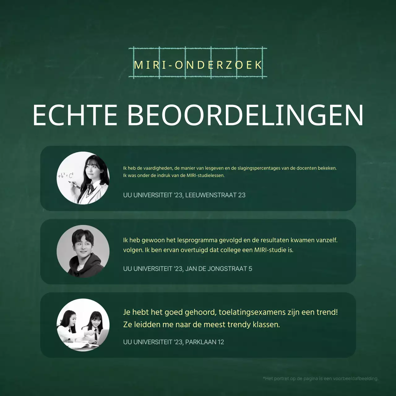 Een eenvoudige groen-witte schoolgids