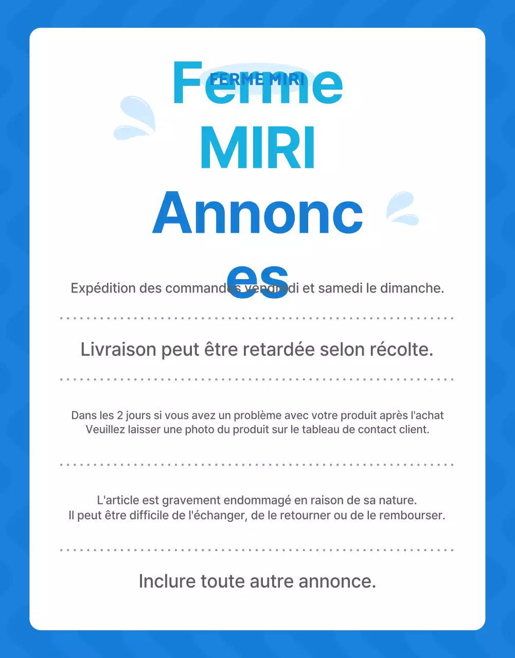 Promouvoir les fruits naturels de saison en bleu et blanc