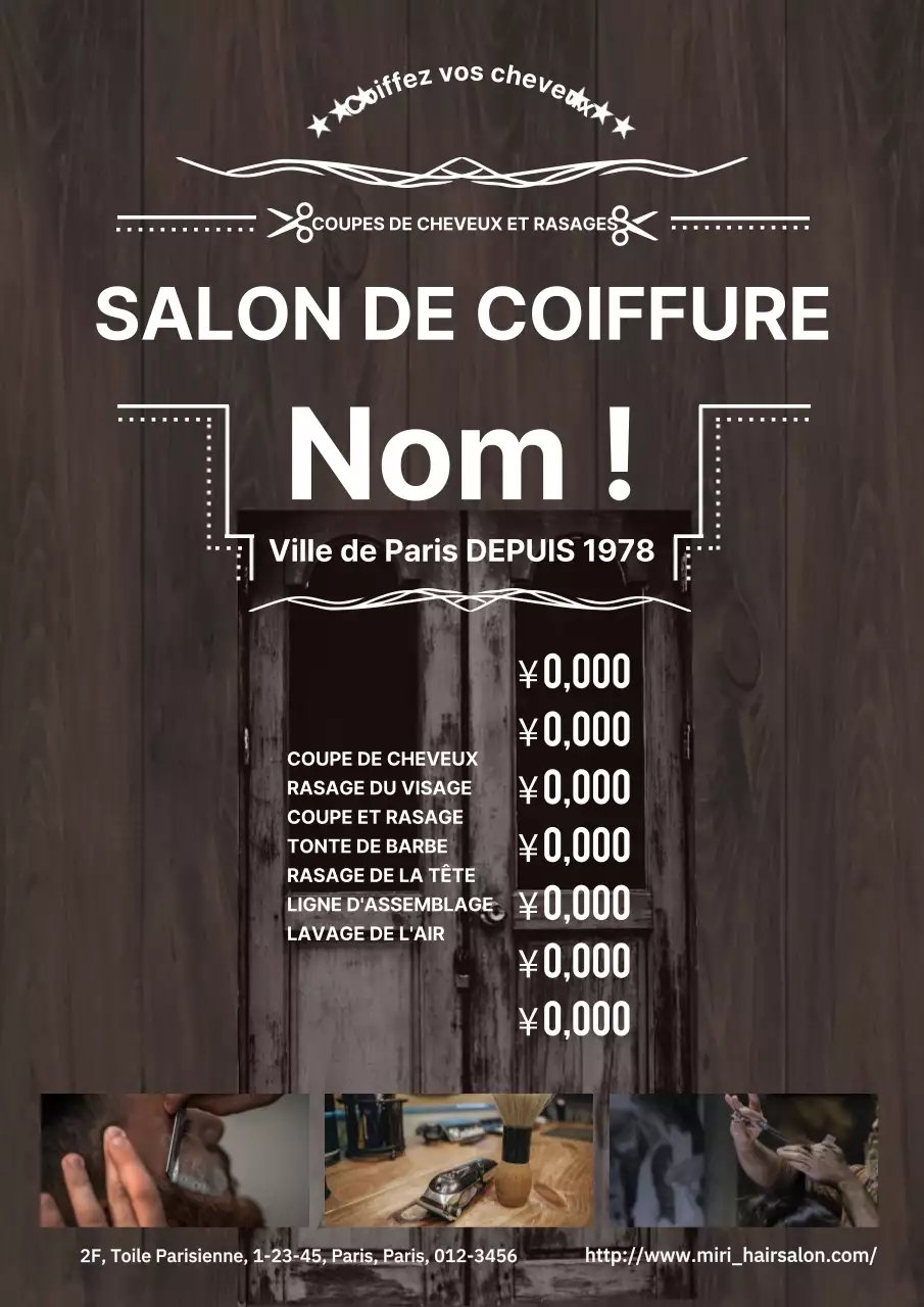 Publicité simple et élégante pour un salon de coiffure pour hommes en marron et blanc