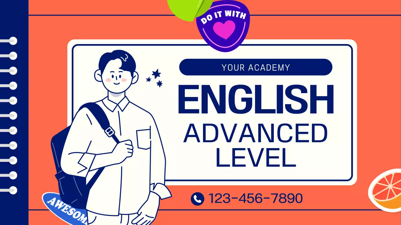 Orange Trendy English Course Advertisement Presentation