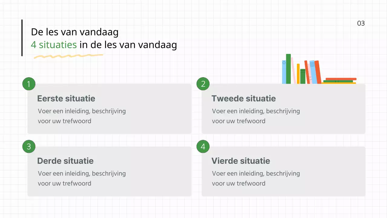Eenvoudig groen en wit lesplan voor schooljuf