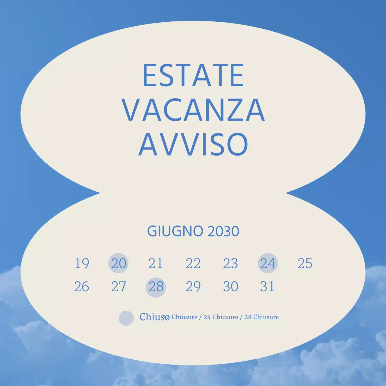 Un semplice annuncio di saldi estivi in azzurro e blu