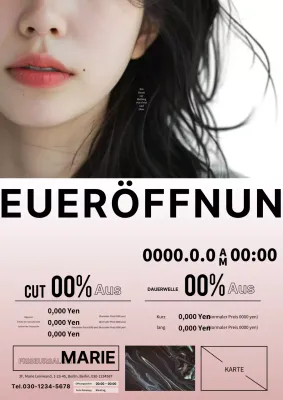 Schlanke und moderne Friseurwerbung in Rosa und Schwarz