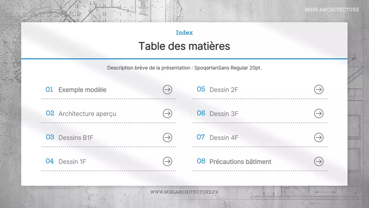 Dossier de conception architecturale simple en bleu et en gris