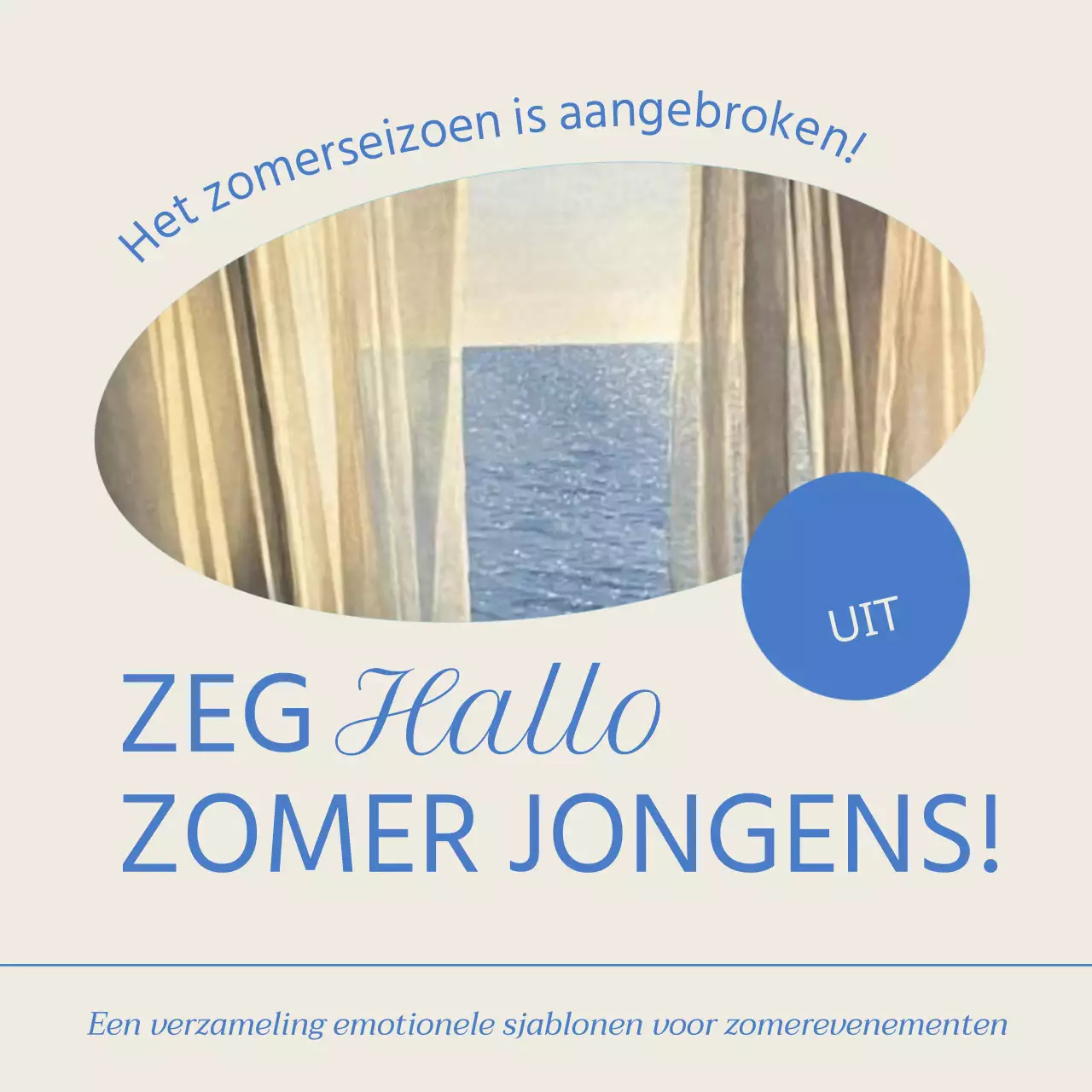 Een eenvoudige zomeradvertentie in lichtblauw en blauw