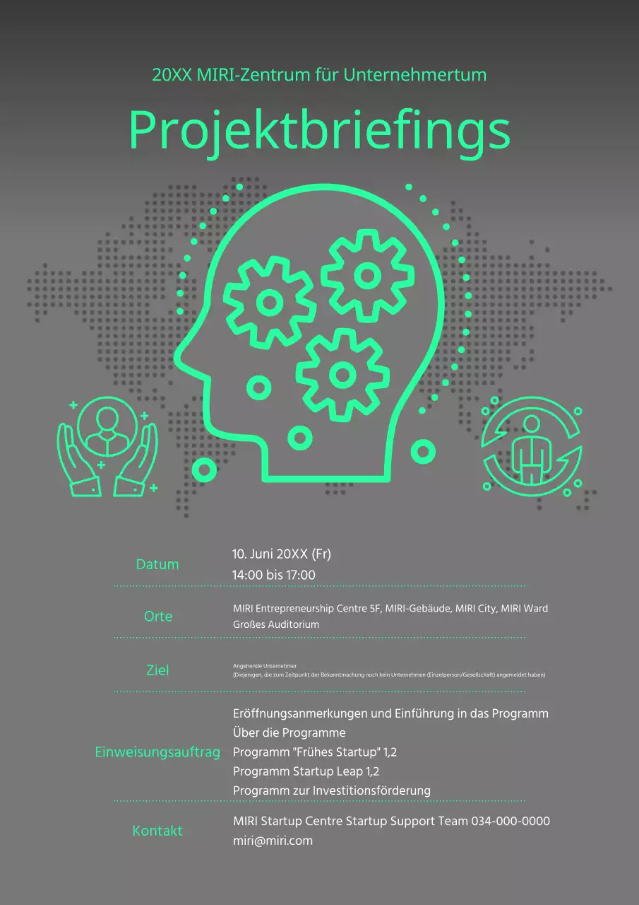 Eine einfache Ankündigung in grün und grau