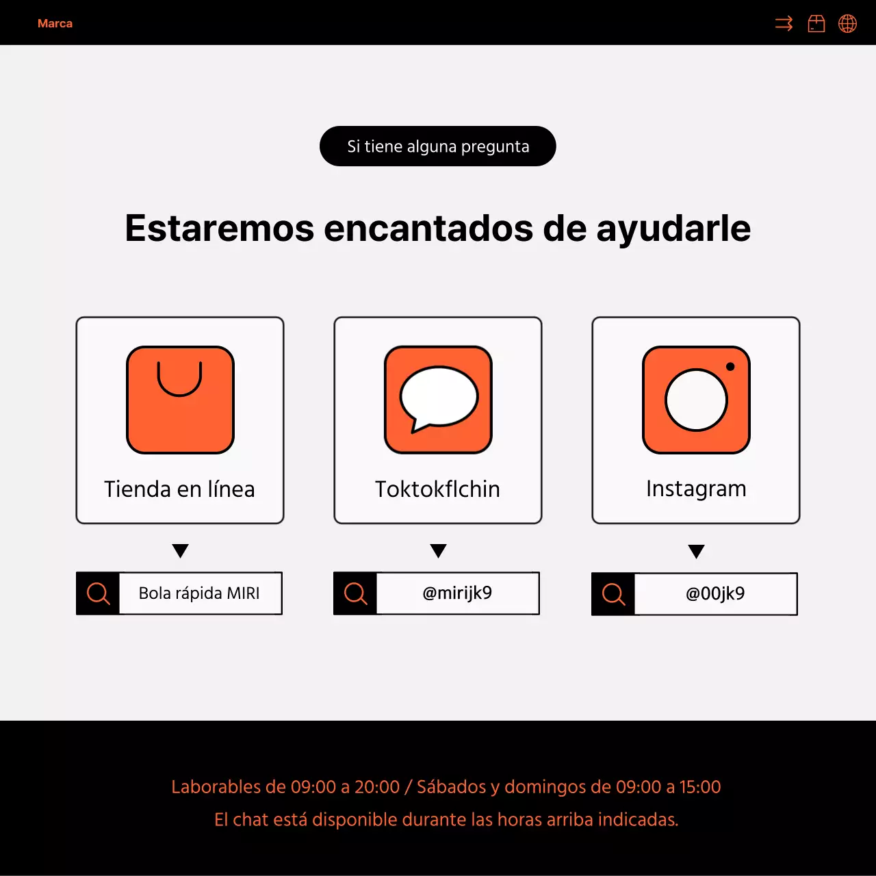 Sencilla promoción en redes sociales de la venta directa al exterior en naranja y negro