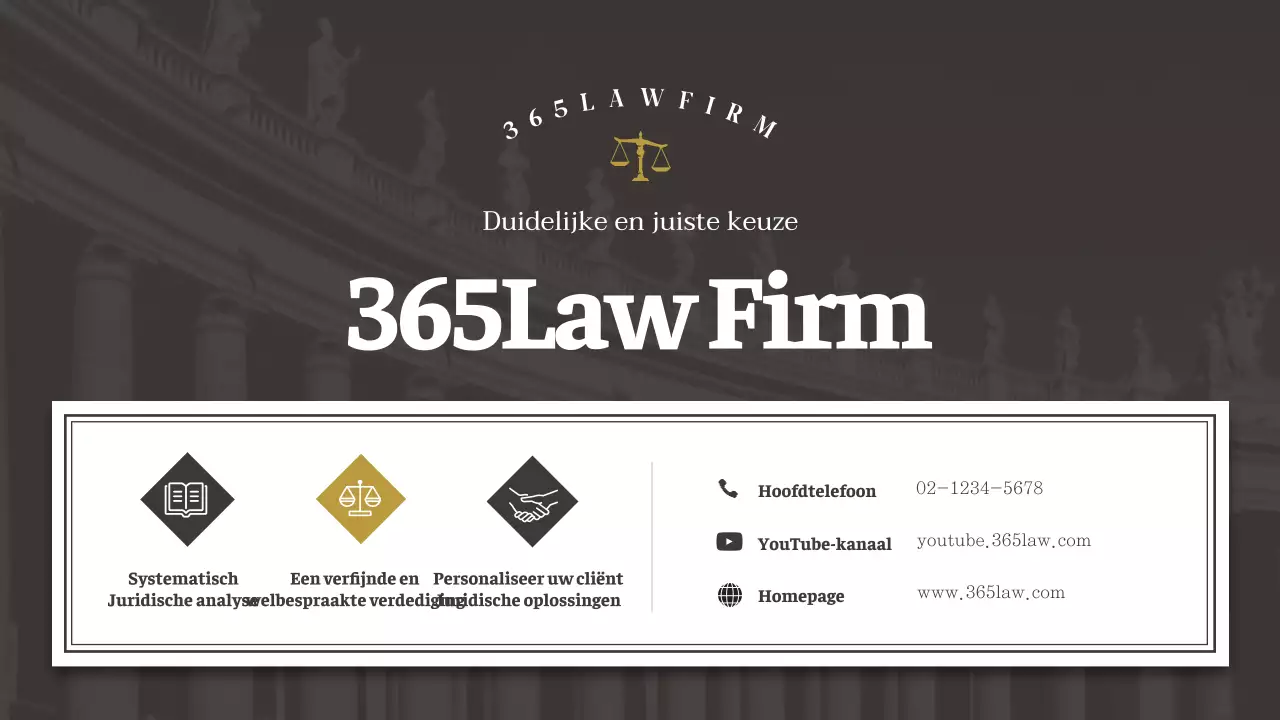 Eenvoudig bruin-wit bedrijfsprofiel advocatenkantoor